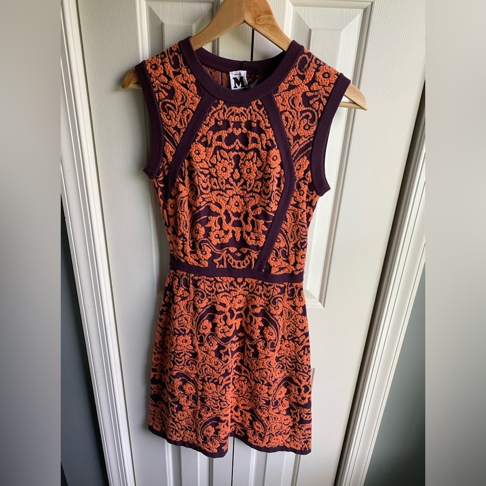 M Missoni Sleeveless A-Line Dress Textured Floral Stretch Size 40 NWT Retro